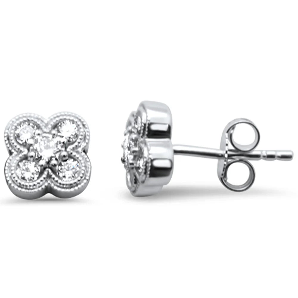 Diamond Clover 14K Stud Earrings