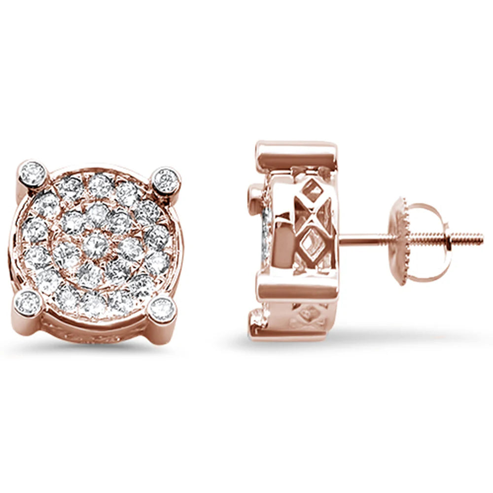 Round Micro Pave Diamond Stud Earrings