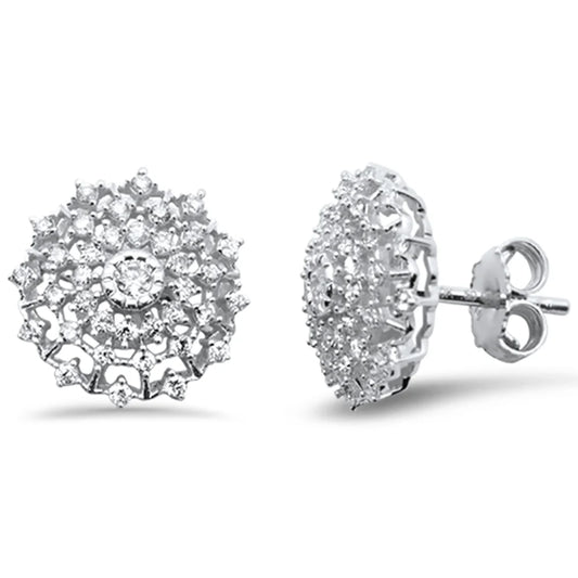 52ct Yellow Gold Diamond Round Multi Row Earrings