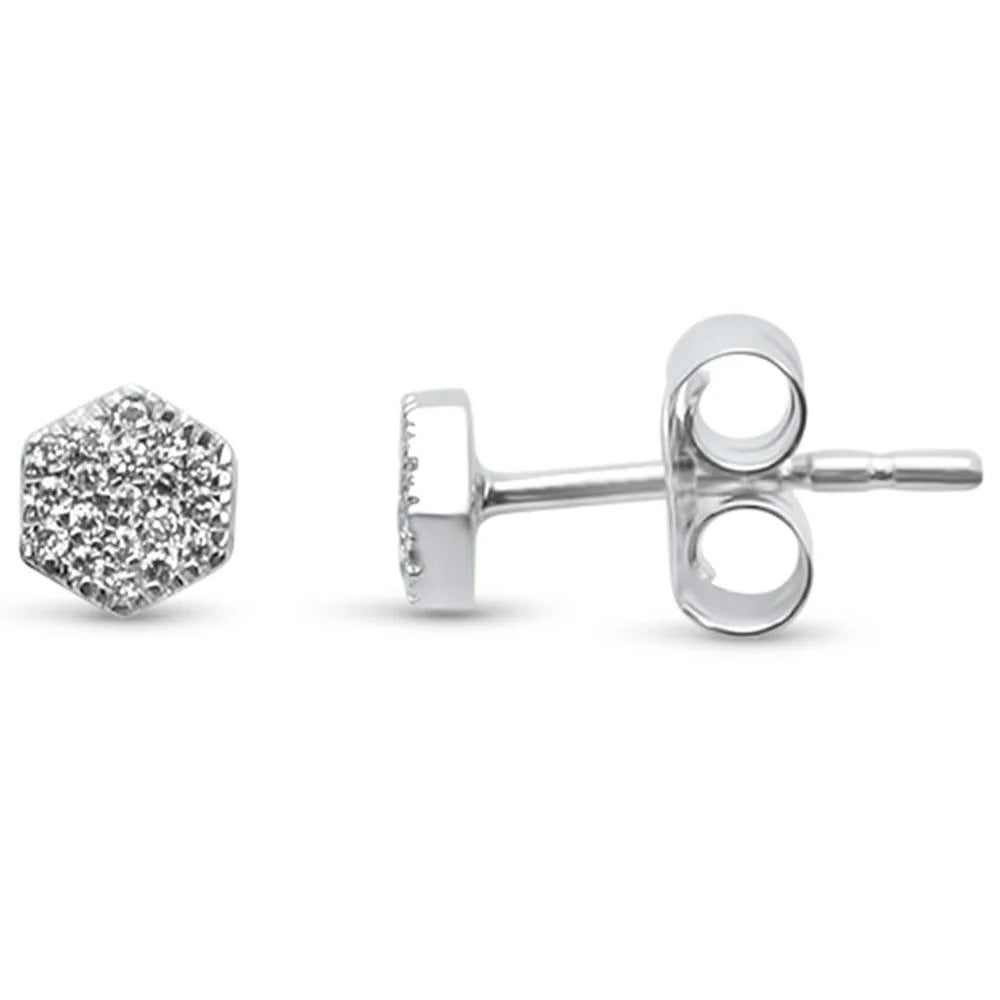 Gold Hexagon Diamond Stud Earrings