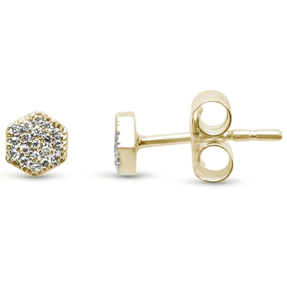 Gold Hexagon Diamond Stud Earrings