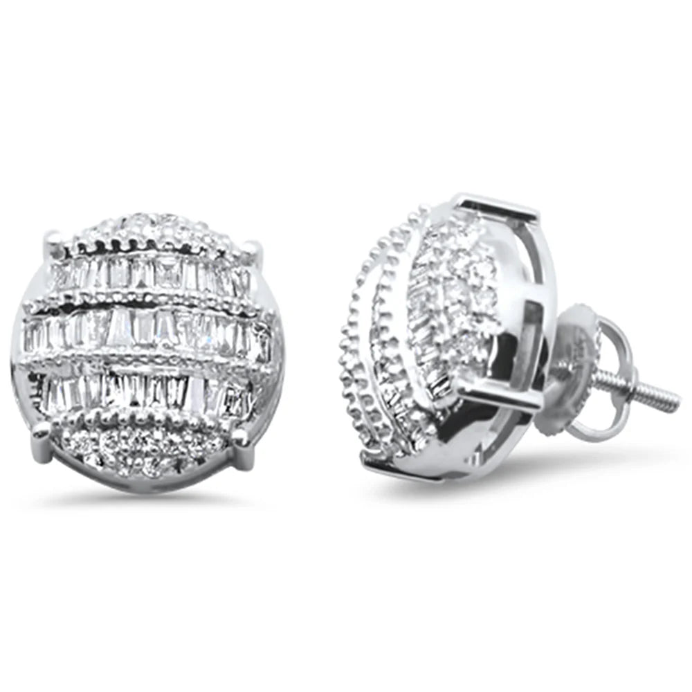 Gold Round & Baguette Diamond Earrings