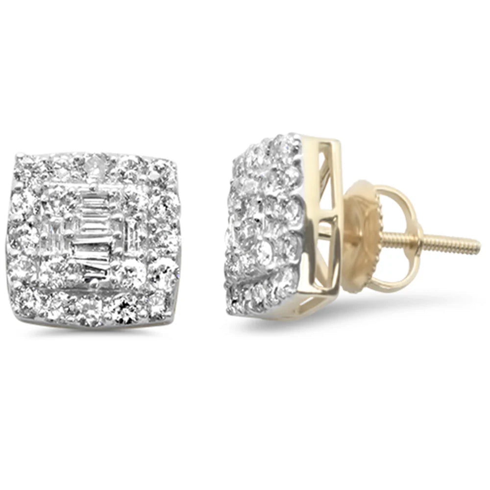 Gold Square Shaped Halo Earrings